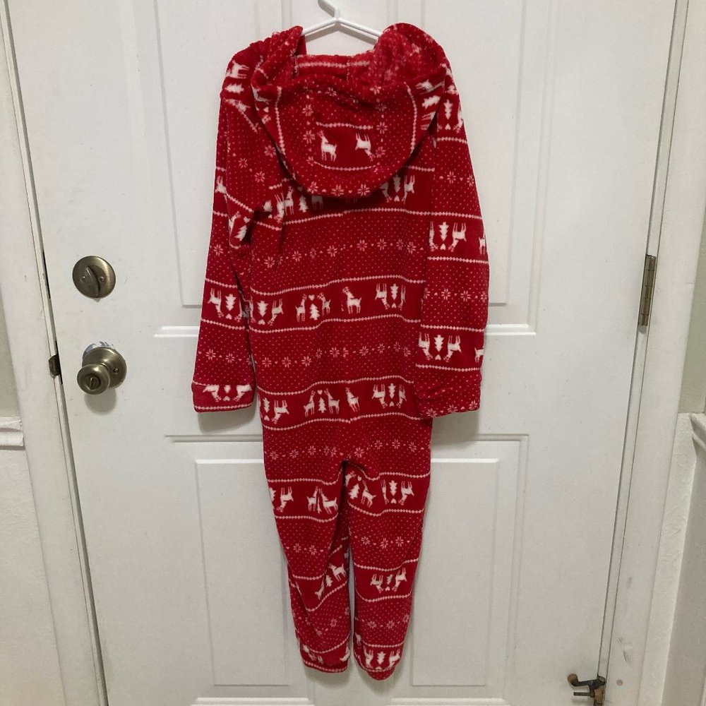 Holiday PJs Jumpsuit Onesie Pajamas with Hood in Kids 6/7 - Picture 3 of 5